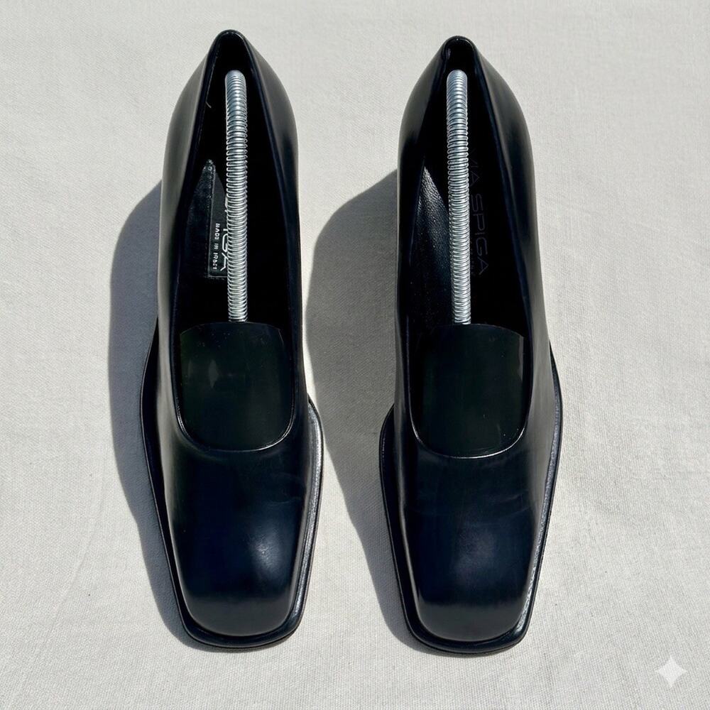 Via Spiga Made In Italy Women’s Black Fine Leather Slip On Heels Pumps Size 10 - Picture 6 of 11